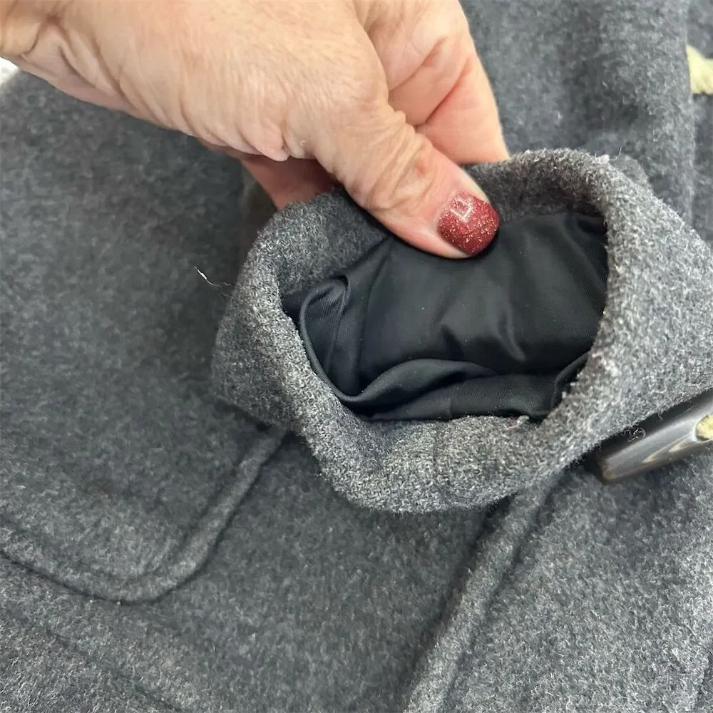 Gap Kids Gray Duffle Coat Size Small 6  Hooded Toggle Casual Mid-Length See Flaw